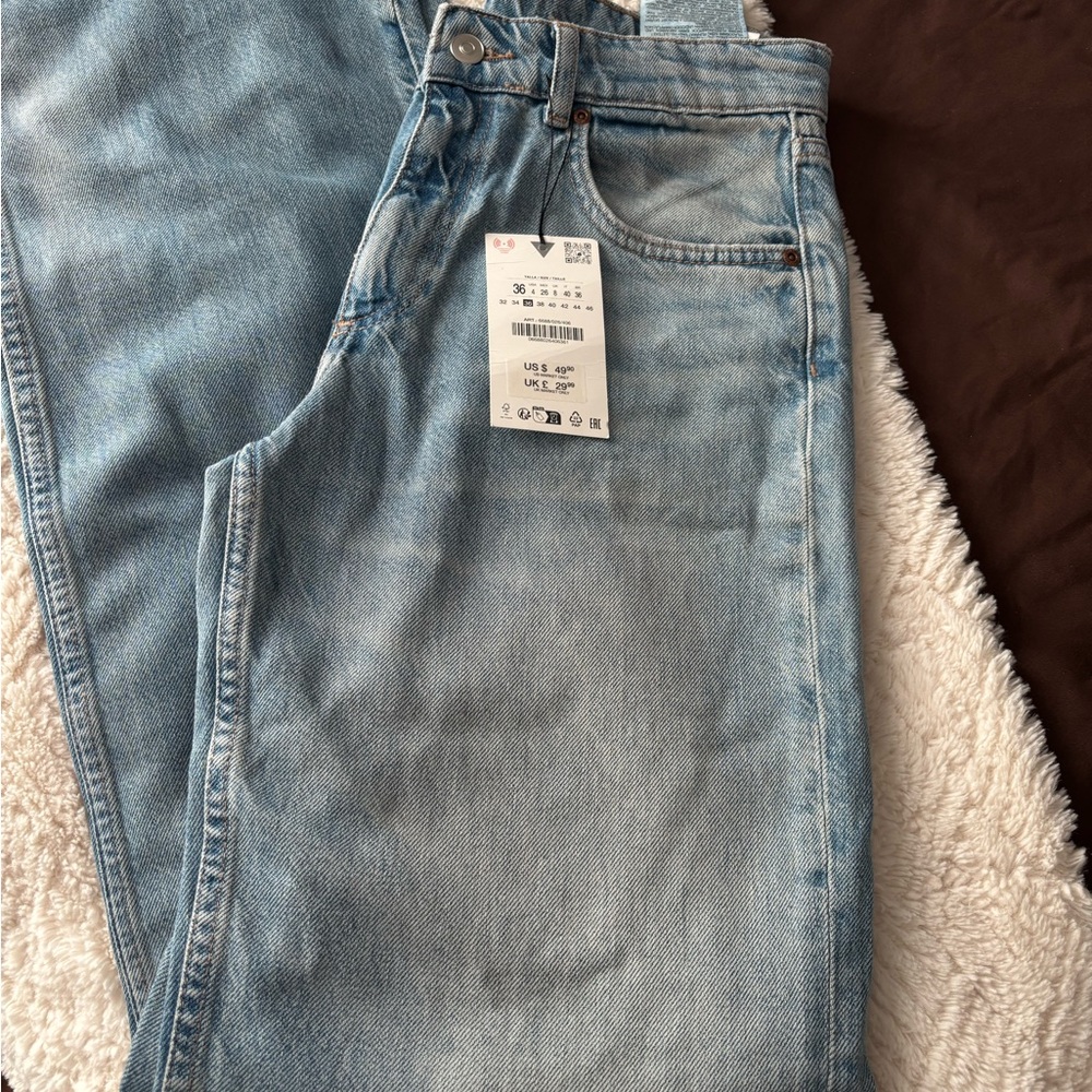 Zara Blue Flare Wide Leg Jeans